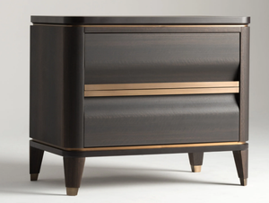 ERCOLINO - Rectangular eucalyptus bedside table with drawers _ Mantellassi 1926